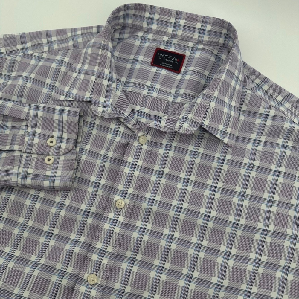 UNTUCKit Passetto Button Down Men's XL Purple Plaid Long Sleeve Shirt 41073